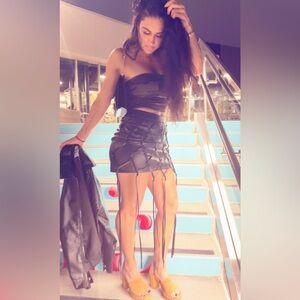 Elegant Black Lace-Up Mini Skirt